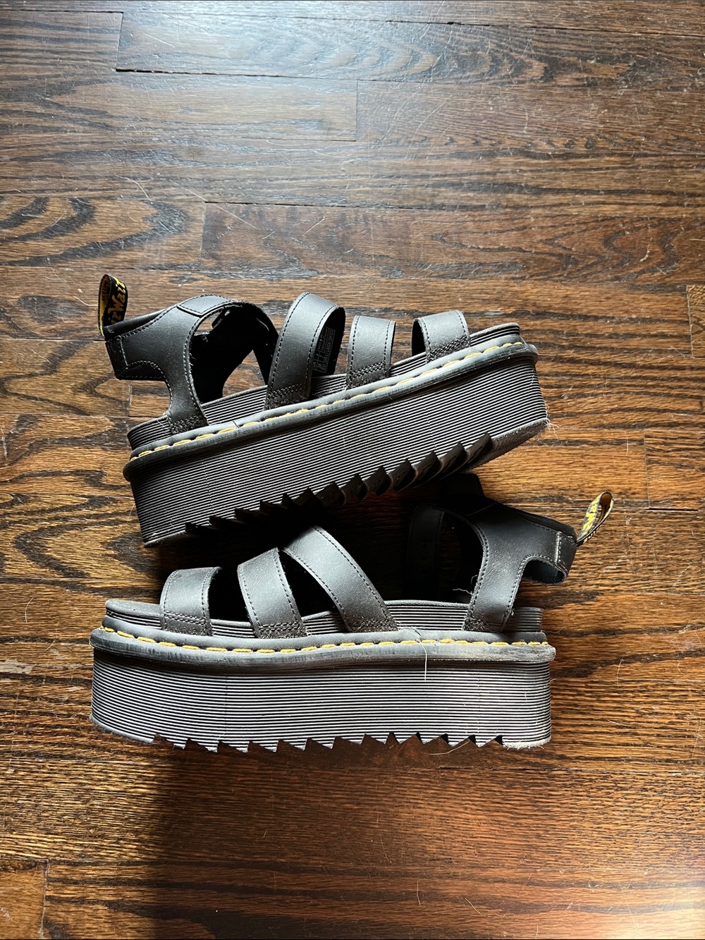 Dr. Martens Black Platform Strappy Sandals